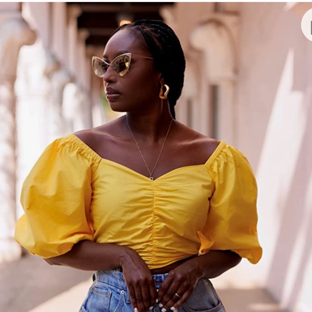 Tenickab Amazon the drop puff sleeve cropped top